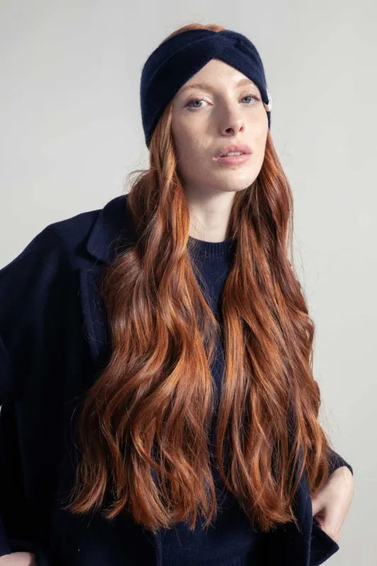 Nadia Cashmere Headband Dark Blue sold by Ivalo.com