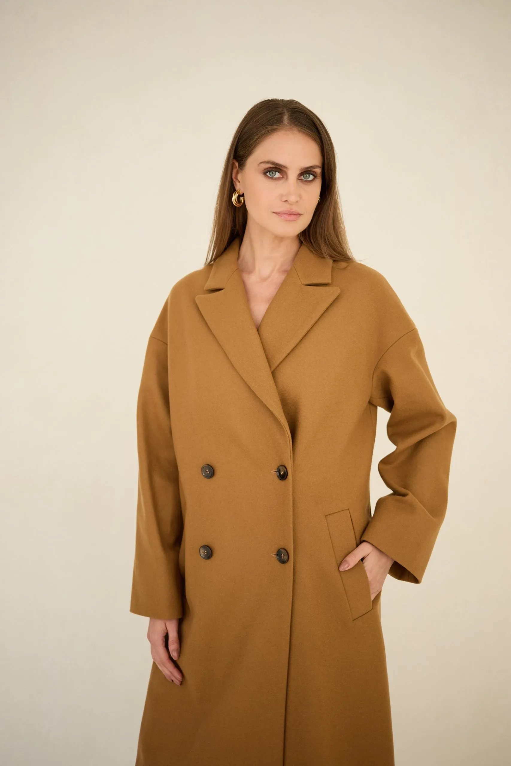 Wool Cashmere Coat Caramel Brown sold by Ivalo.com product image thumbnail 4