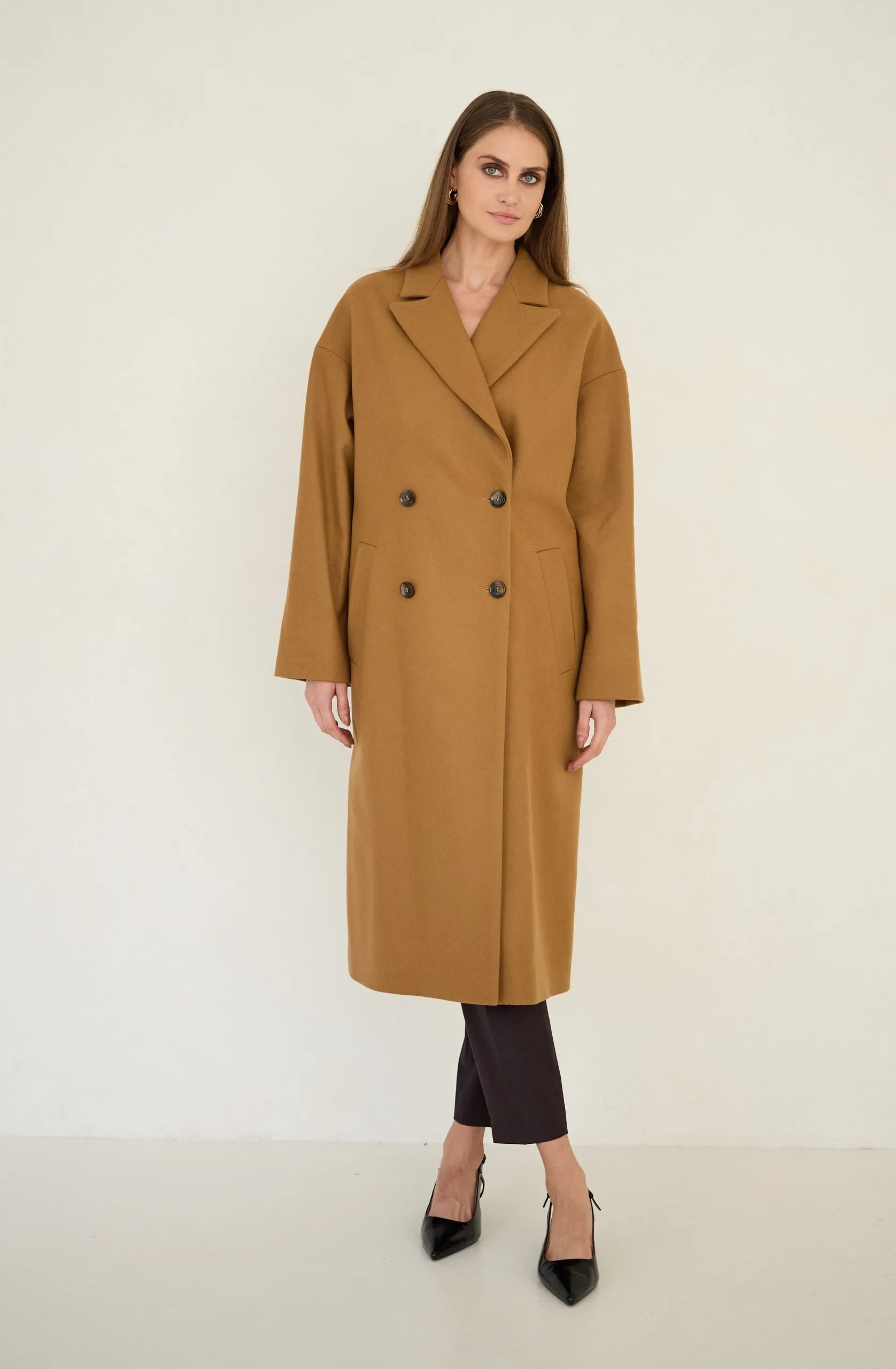 Wool Cashmere Coat Caramel Brown sold by Ivalo.com