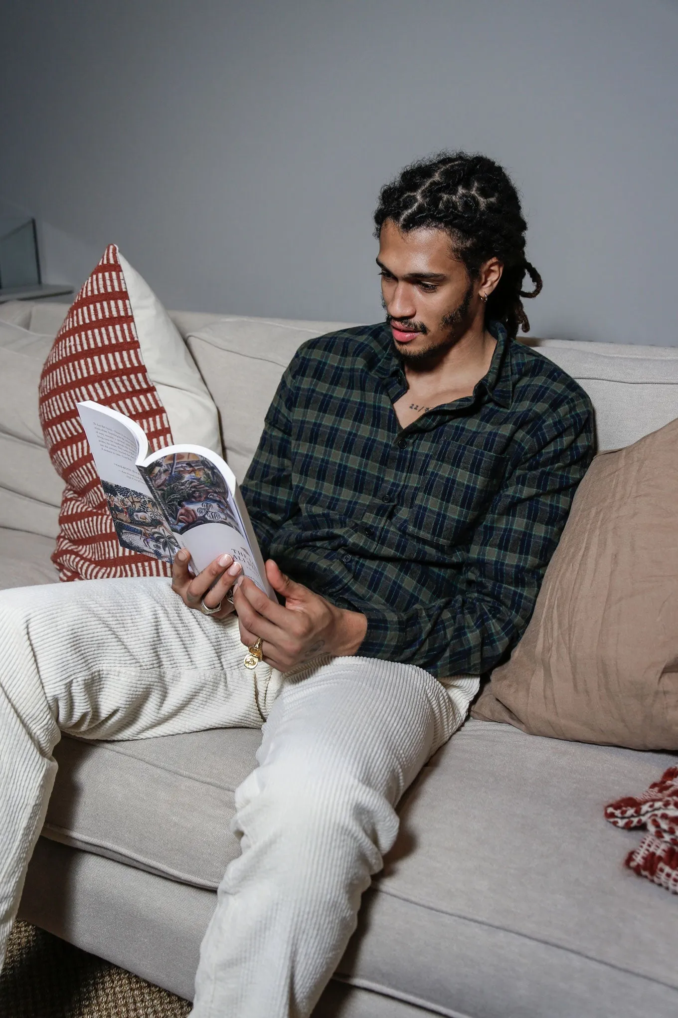 Santi Organic Cotton Flannel Shirt Navy Check sold by Ivalo.com