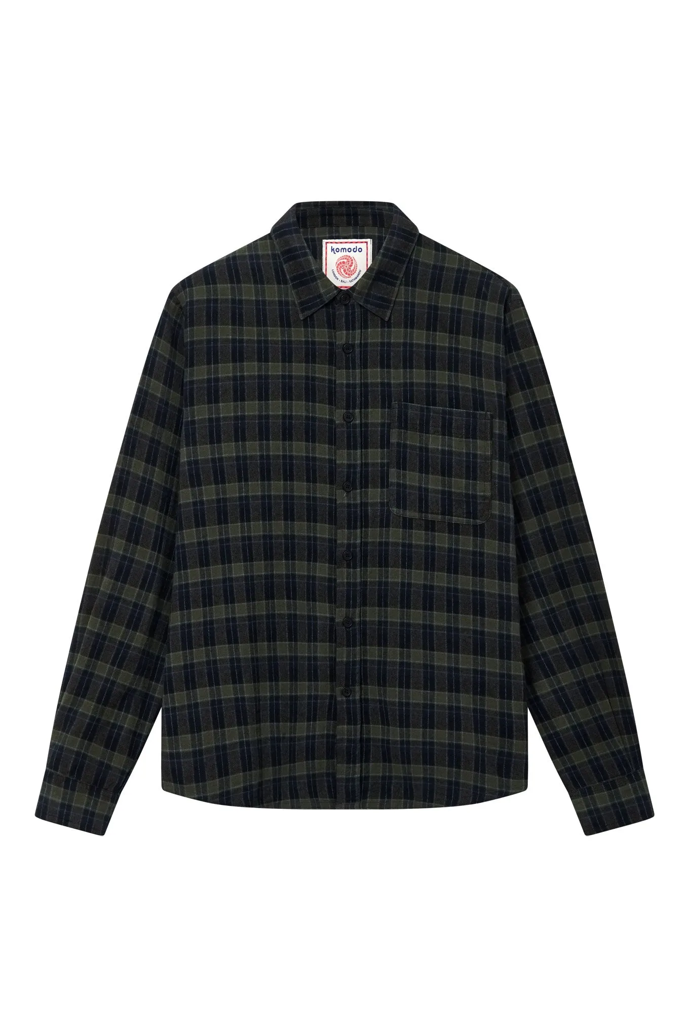Santi Organic Cotton Flannel Shirt Navy Check sold by Ivalo.com product image thumbnail 2