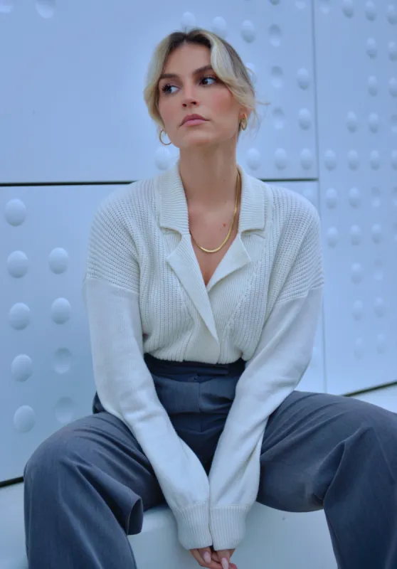 Cozy Wool & Cashmere Blend Cardigan Ecru sold by Ivalo.com