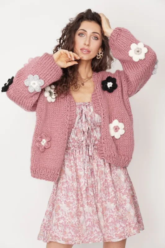 Flower Handmade Sweater Dark Pink sold by Ivalo.com