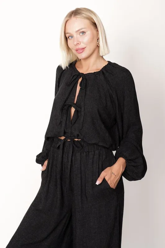 Skye Tie Blouse Black sold by Ivalo.com