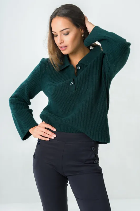 Torreya Merino Sweater Dark Green sold by Ivalo.com