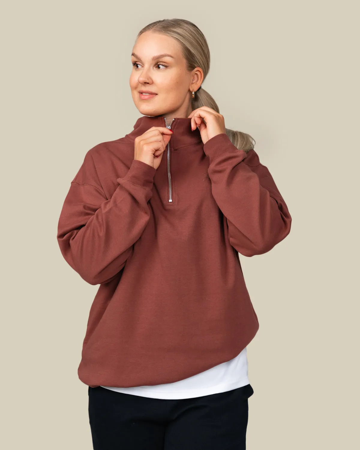 Toive Half-Zip Sweater Reddish-Brown sold by Ivalo.com