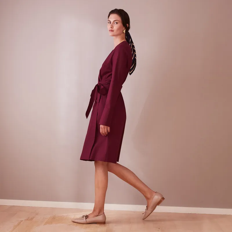 Knee Length Wrap Dress Wine Red sold by Ivalo.com