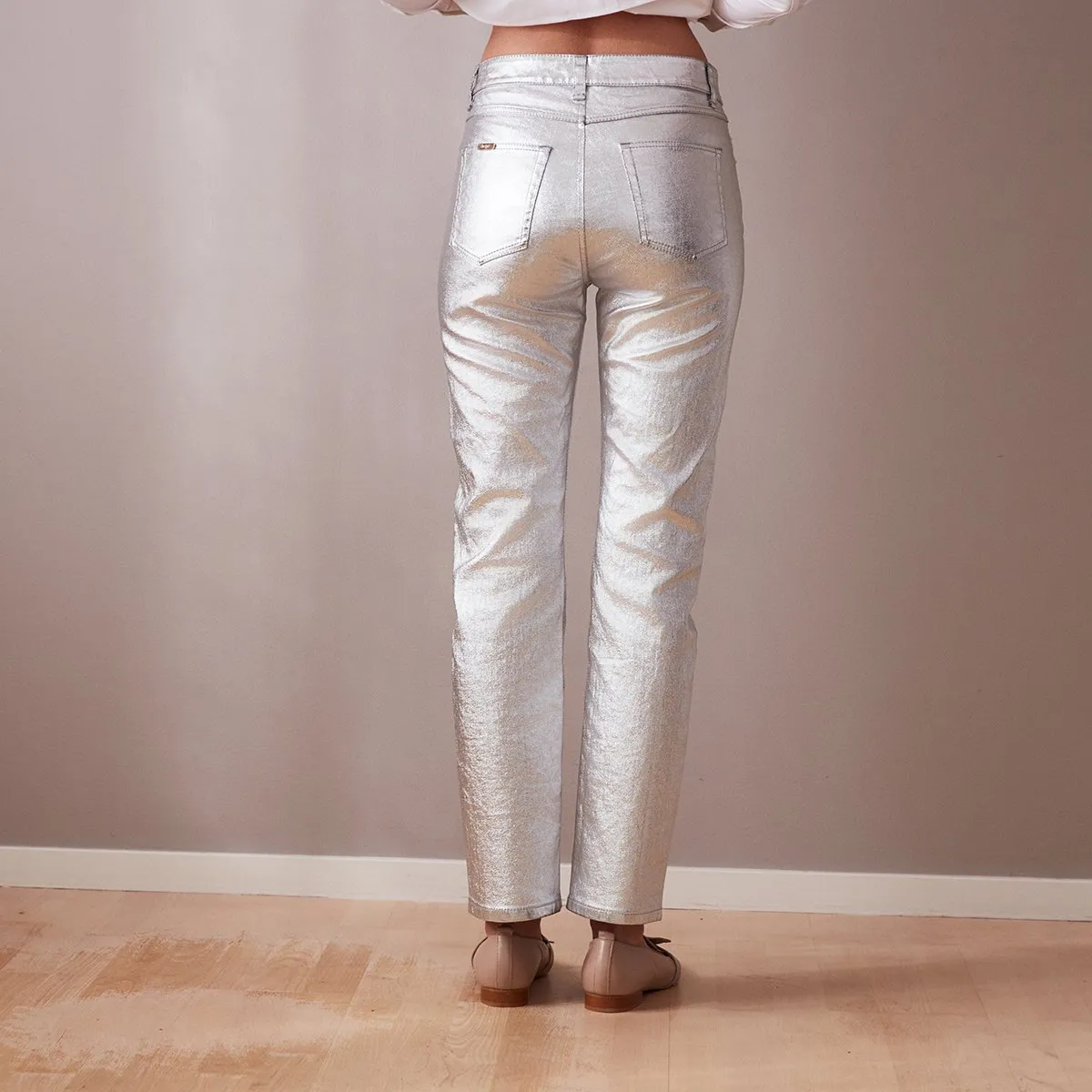 Metallic Straight Leg Jeans Silver sold by Ivalo.com product image thumbnail 2