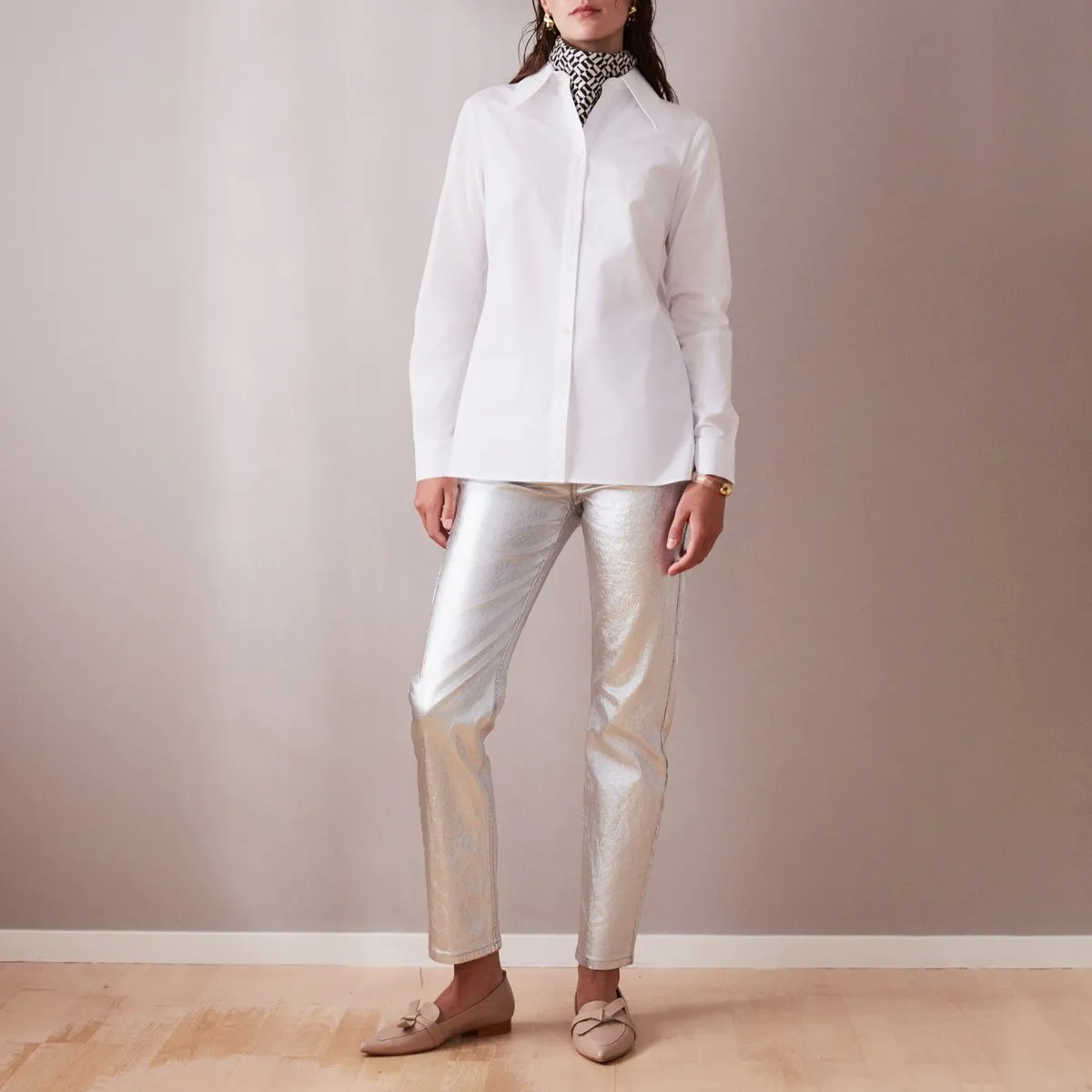 Metallic Straight Leg Jeans Silver sold by Ivalo.com