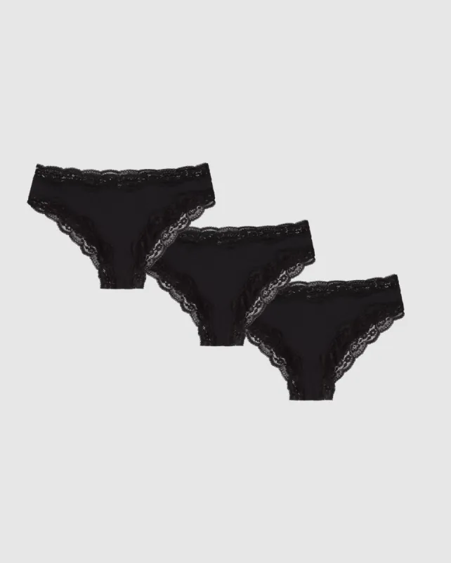 Micro Lace Cheeky 3-Pack Black sold by Ivalo.com