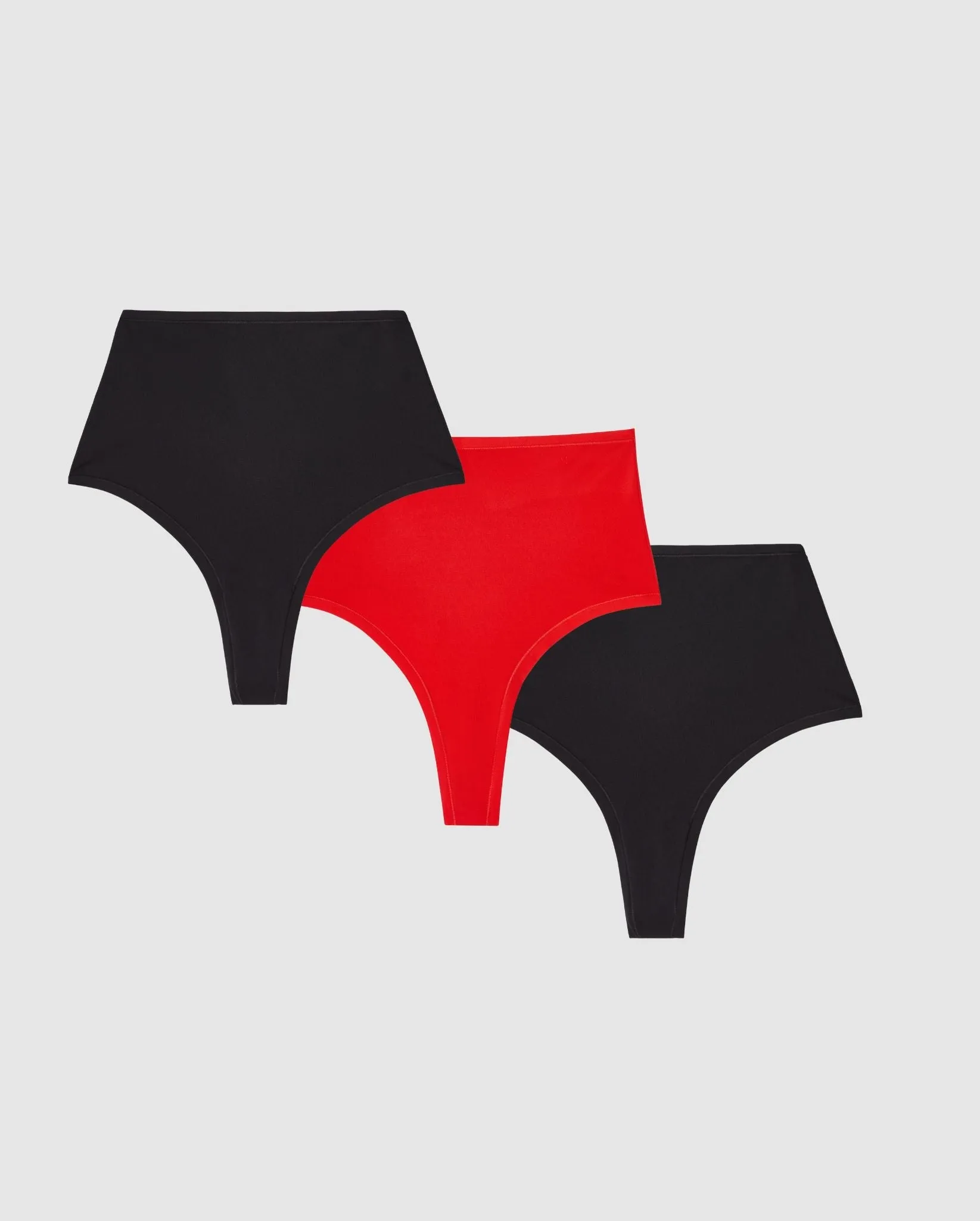 Micro Highwaist Thong 3-Pack Black & Fiery Red sold by Ivalo.com