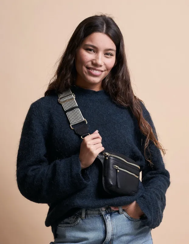 Beck's Bum Bag Black Checkered Stromboli Leather sold by Ivalo.com