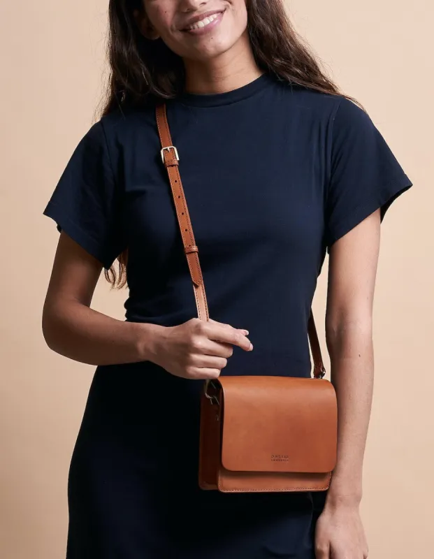 Audrey Mini Checkered & Cognac Classic Leather sold by Ivalo.com