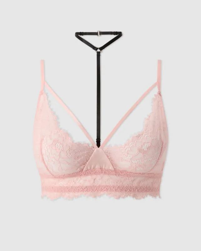 Lace Strappy Triangle Bralette Powder Pink sold by Ivalo.com