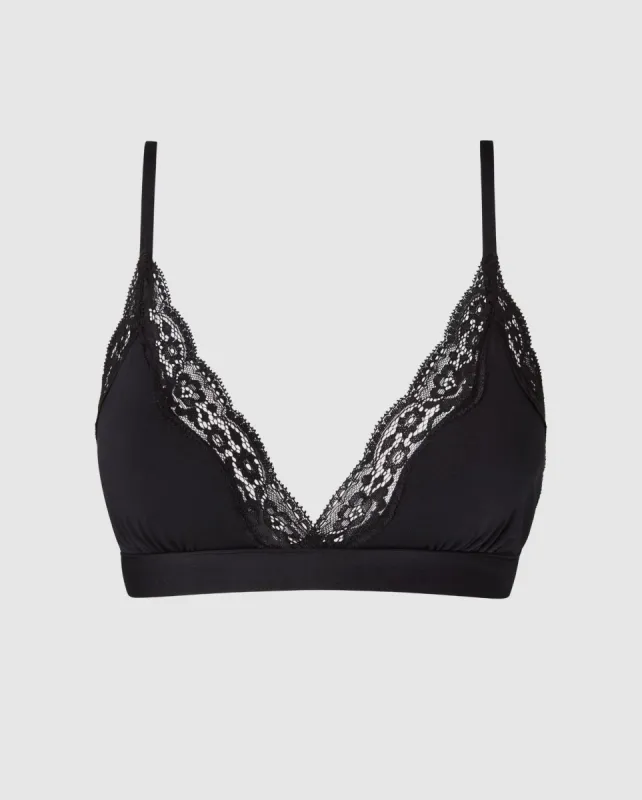 Micro Lace Triangle Bralette Black sold by Ivalo.com