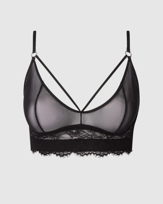 Lace Mesh Strappy Demi Bra Black sold by Ivalo.com