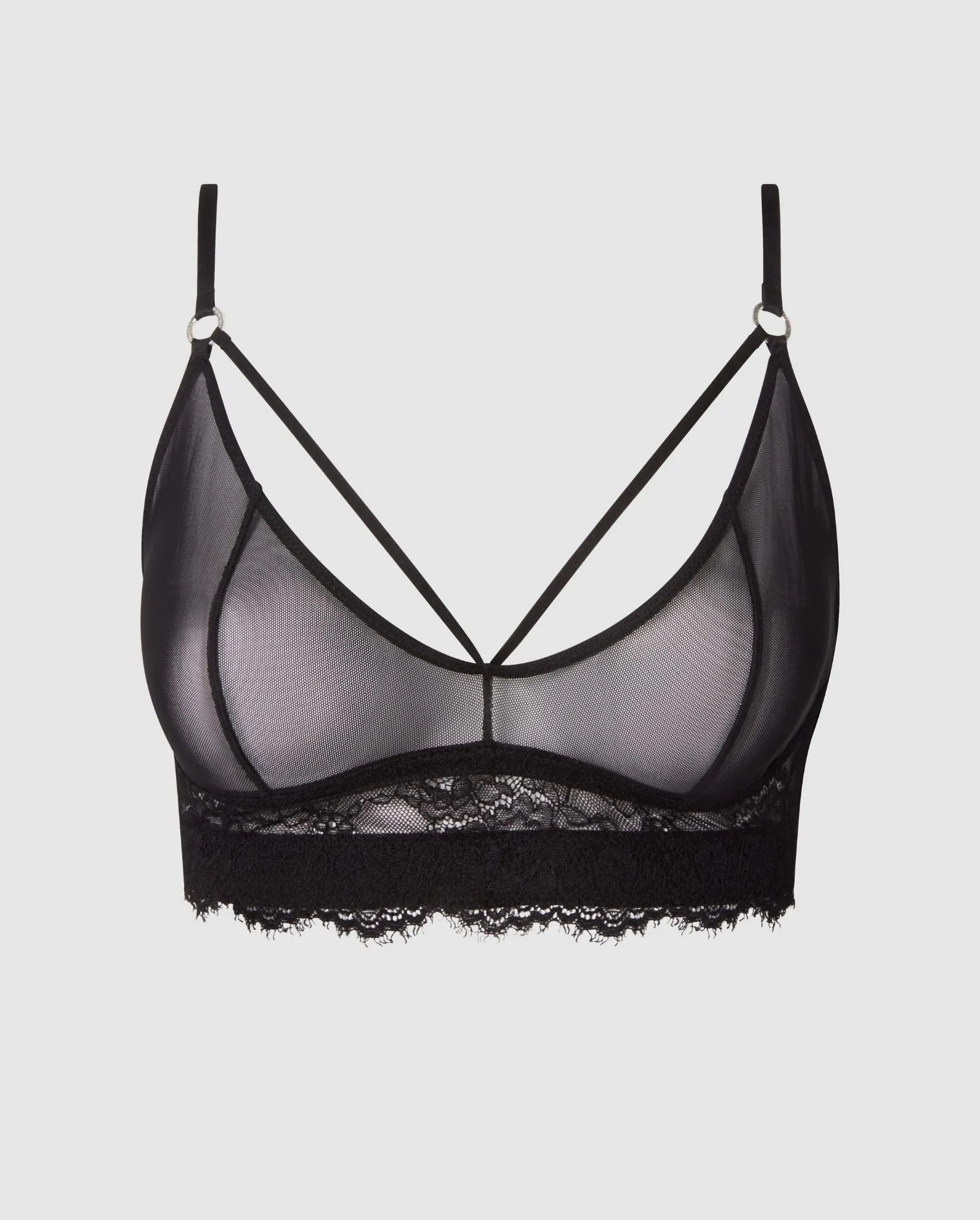 Lace Mesh Strappy Demi Bra Black sold by Ivalo.com