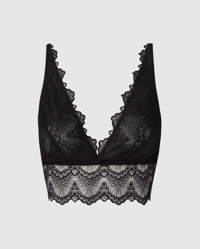 Lace Plunge Bralette Top Saboteur Black sold by Ivalo.com