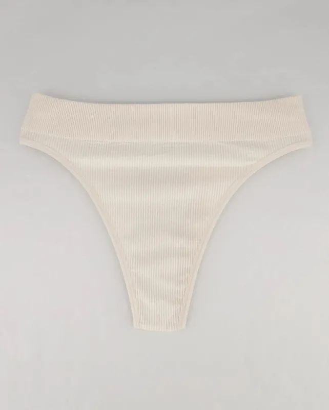 Seamless Ribbed High Cut String Crispy Cream sold by Ivalo.com