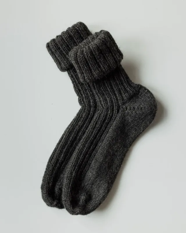 Handmade Rib Wool Socks Charcoal sold by Ivalo.com