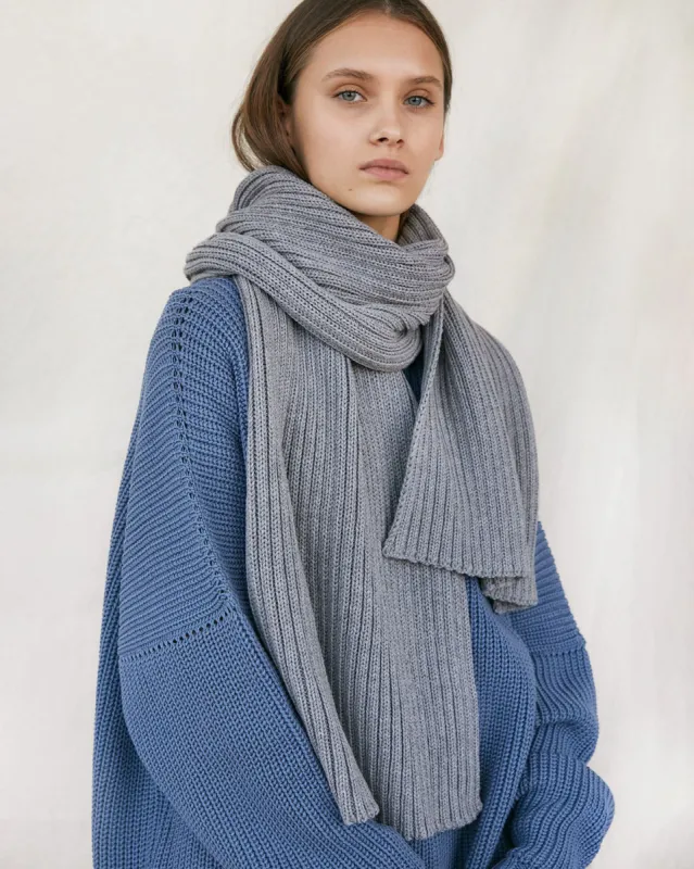 Rib Merino Wool Scarf Grey sold by Ivalo.com