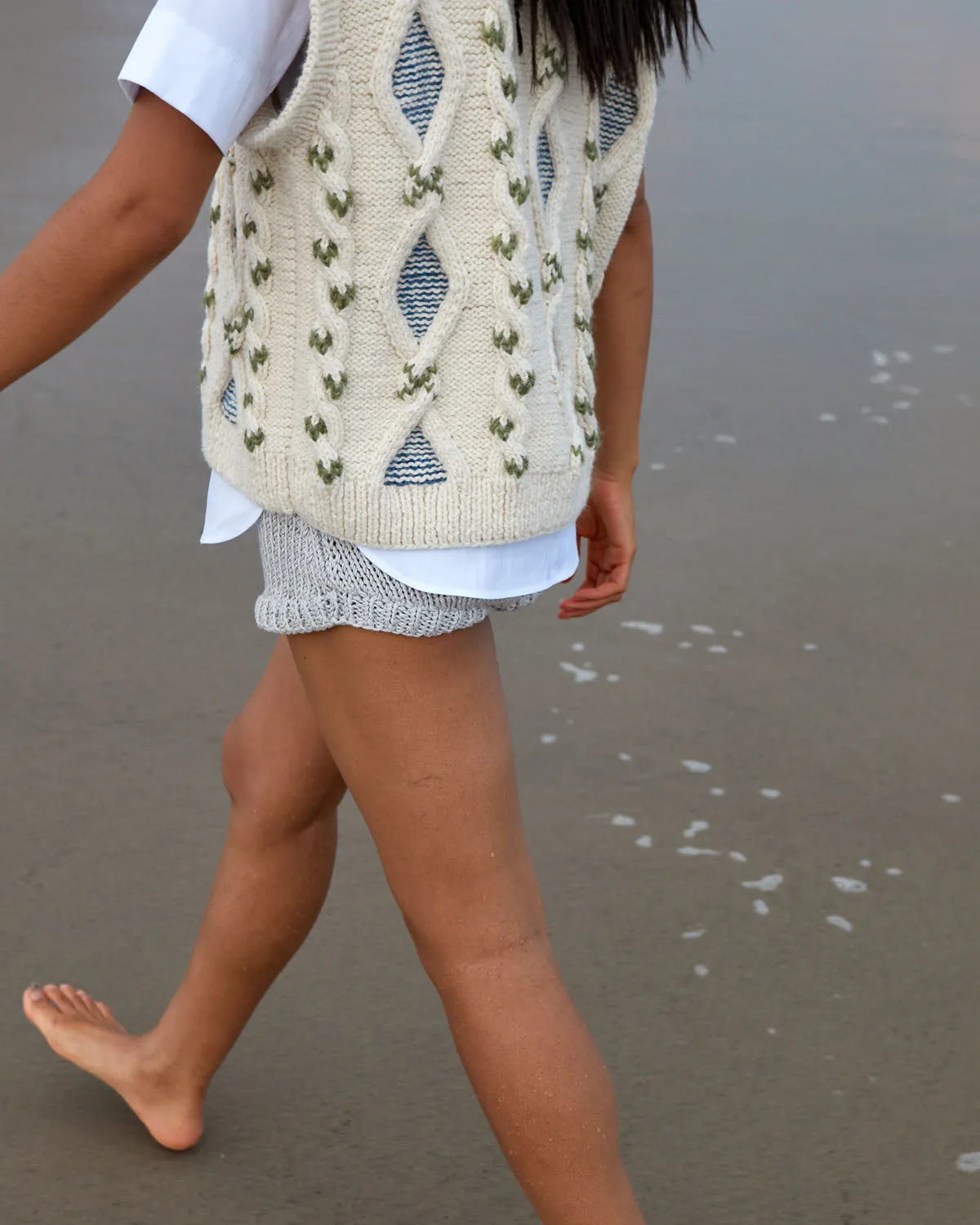 Laimė Alpaca Wool & Cotton Vest Embroidered Oat Milk sold by Ivalo.com product image thumbnail 4