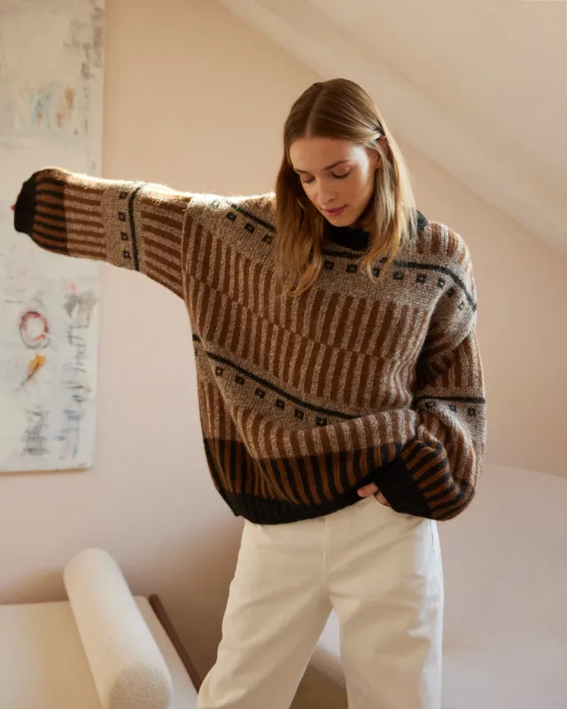 Ethno Alpaca Wool Sweater Brown sold by Ivalo.com