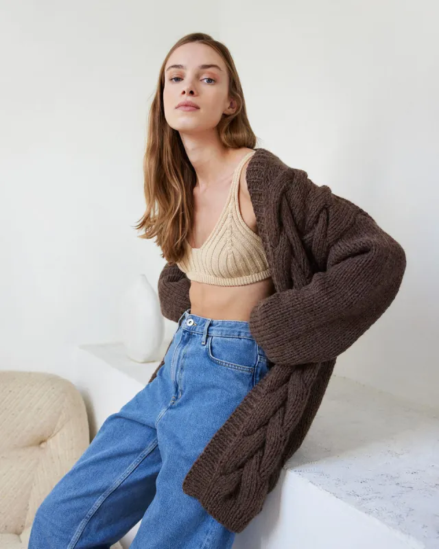 Twisted Erik Wool Cardigan Earth sold by Ivalo.com