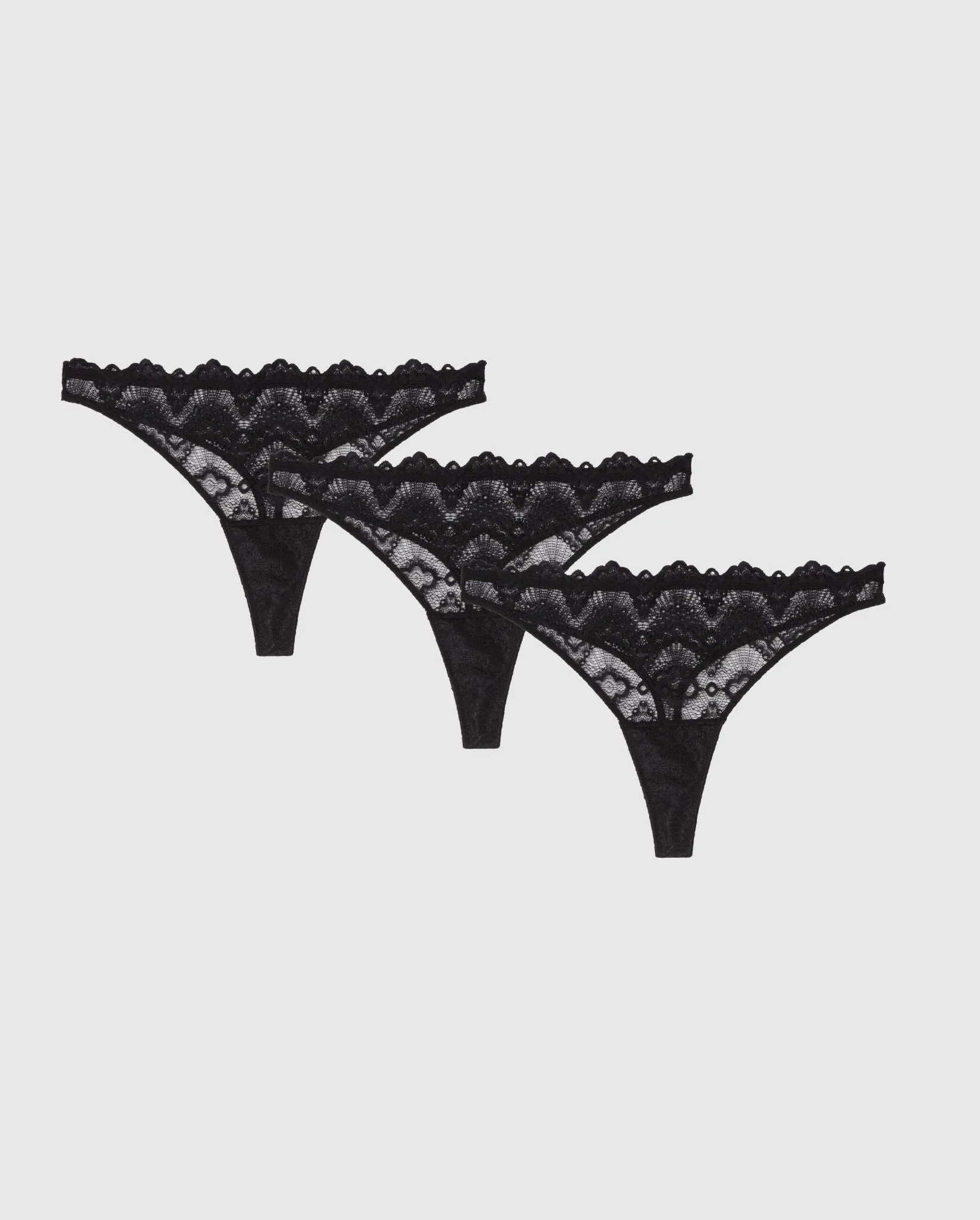 Light Flow Lace Thong Period Underpants 3-Pack Black sold by Ivalo.com
