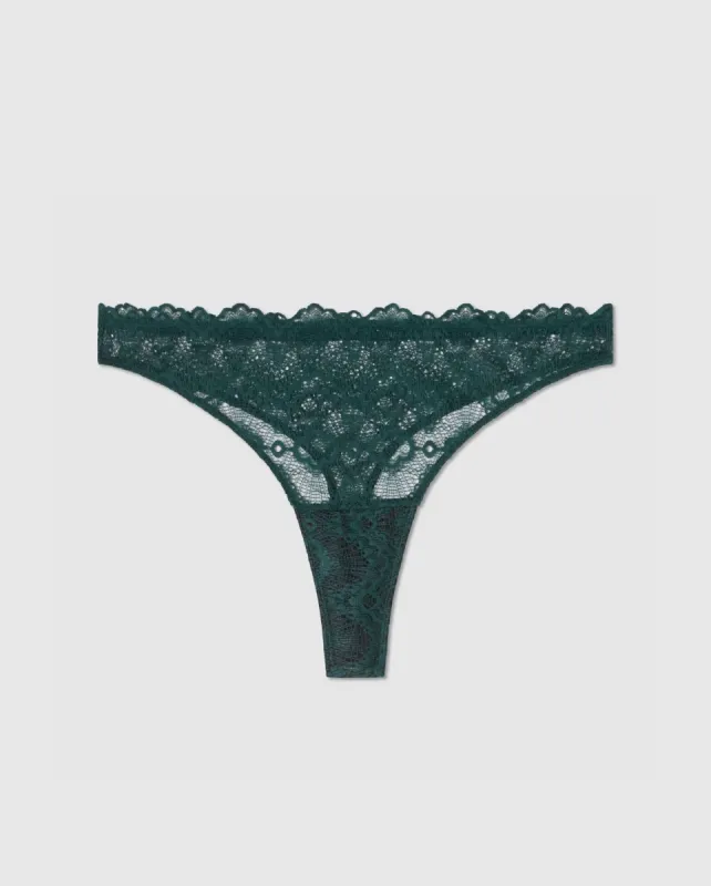 Lace Period Thong Pine Green sold by Ivalo.com