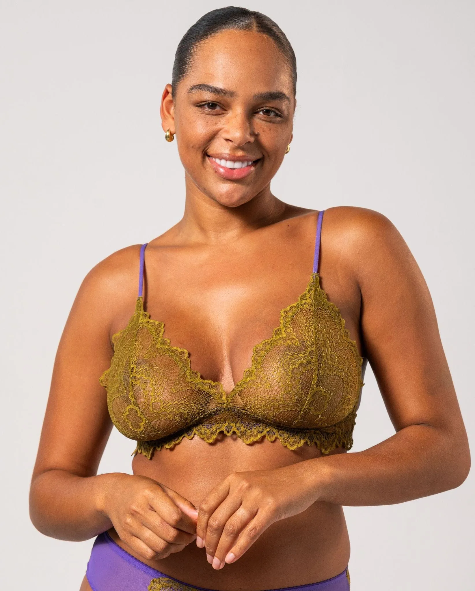 Lace Triangle Bralette 001 Olive/Lavender sold by Ivalo.com product image thumbnail 4