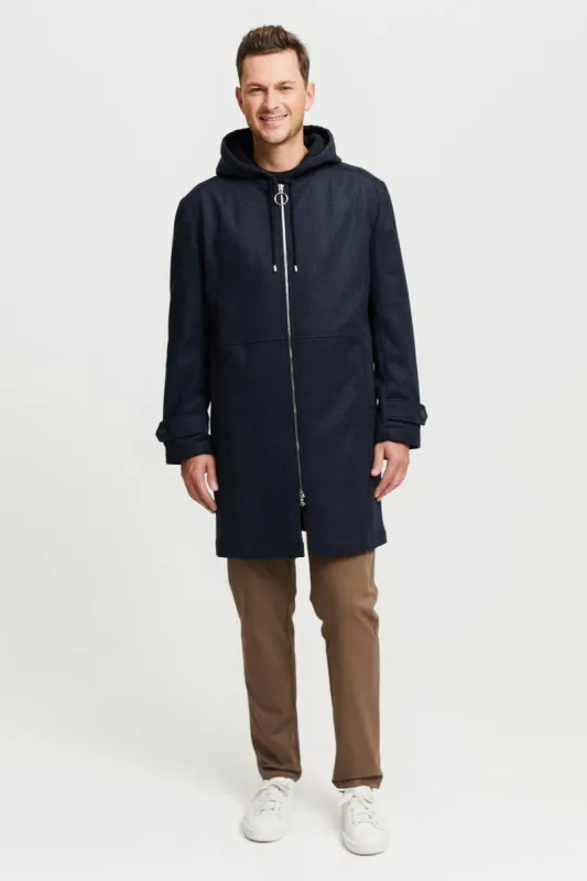 Paavo Herringbone Wool Parka Coat Blue sold by Ivalo.com