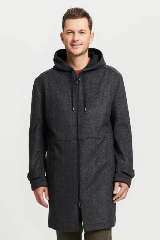 Paavo Herringbone Wool Parka Coat Grey sold by Ivalo.com