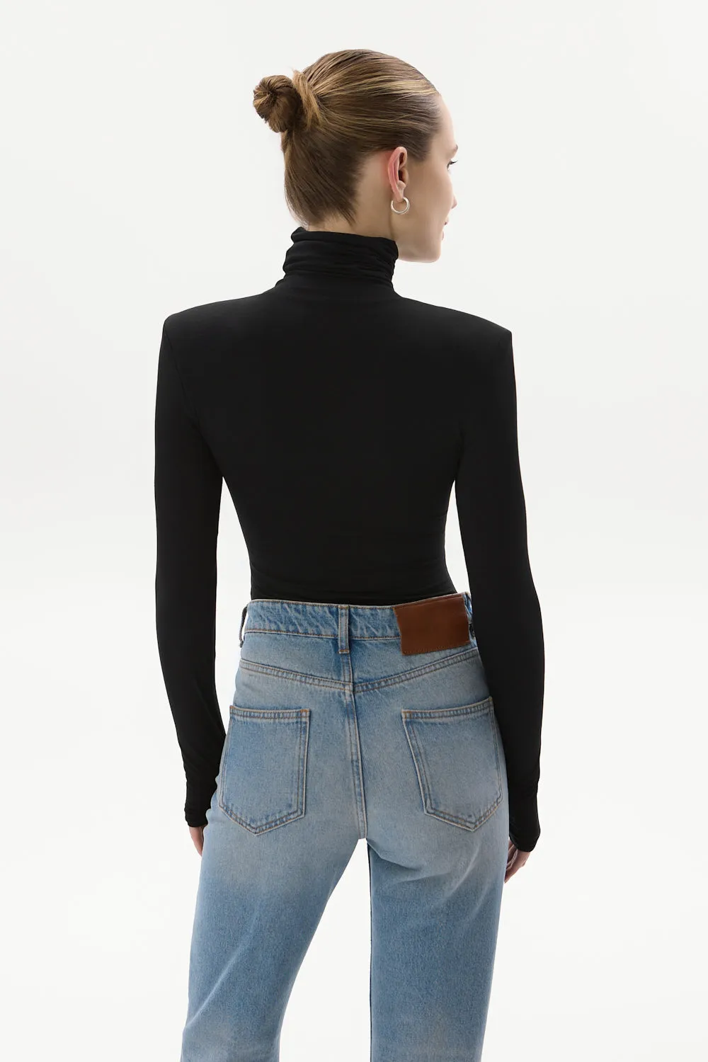 High Turtleneck Bodysuit With Shoulder Pads Black sold by Ivalo.com product image thumbnail 2