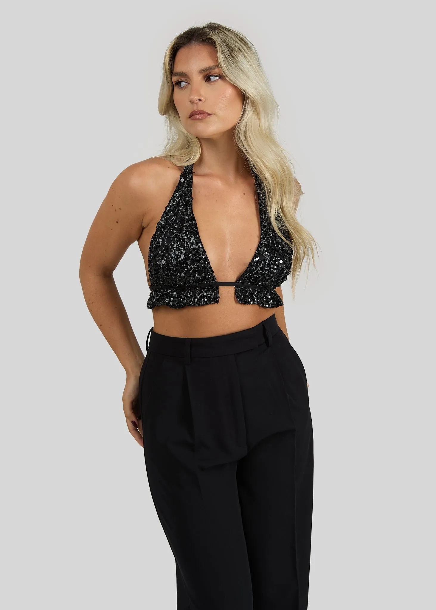 Bindi Sequins Halter Top Black sold by Ivalo.com