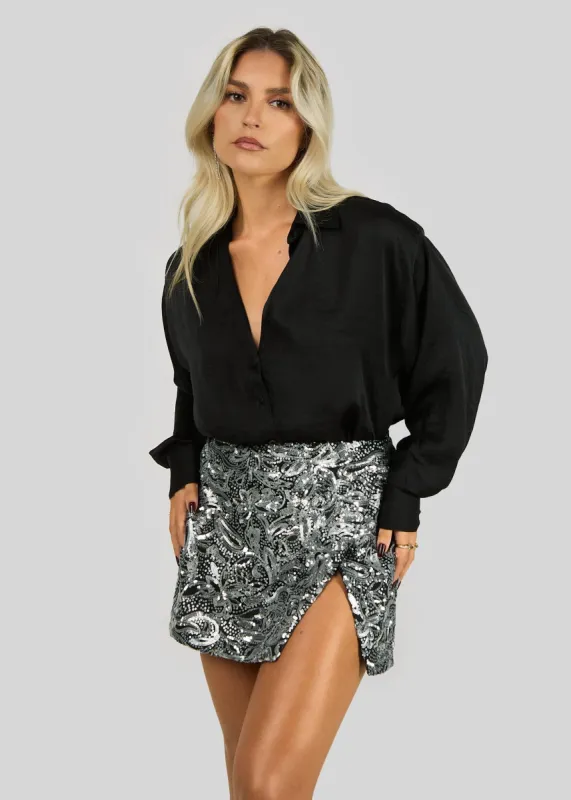 Alix Sequins Wrap Mini Skirt Silver sold by Ivalo.com