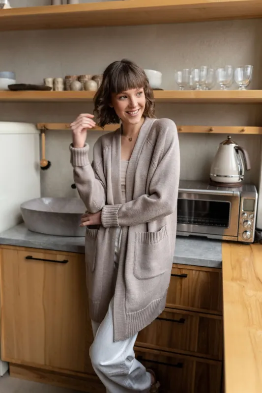 Long Raglan Sleeve Merino Wool Cardigan sold by Ivalo.com