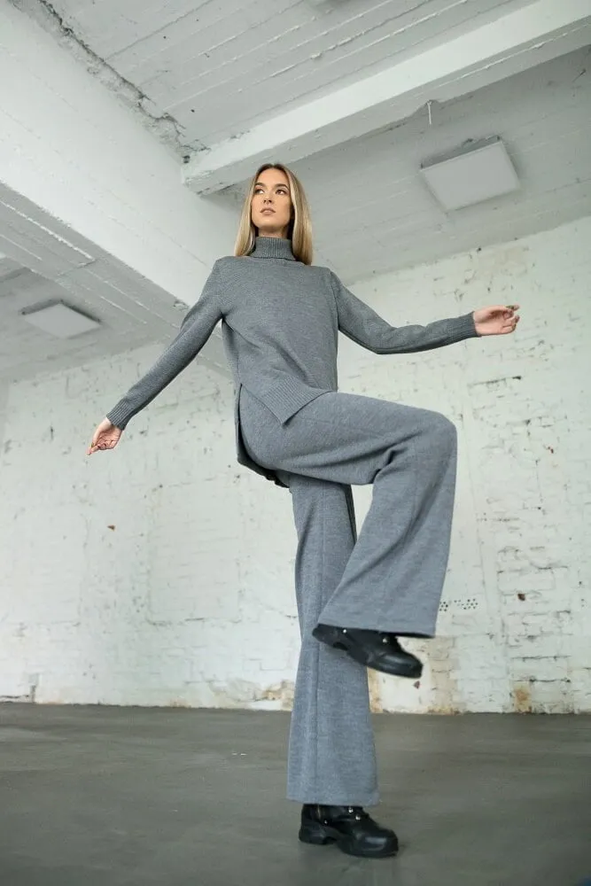 Knitted Merino Wool Pants & Sweater Set Grey sold by Ivalo.com product image thumbnail 4