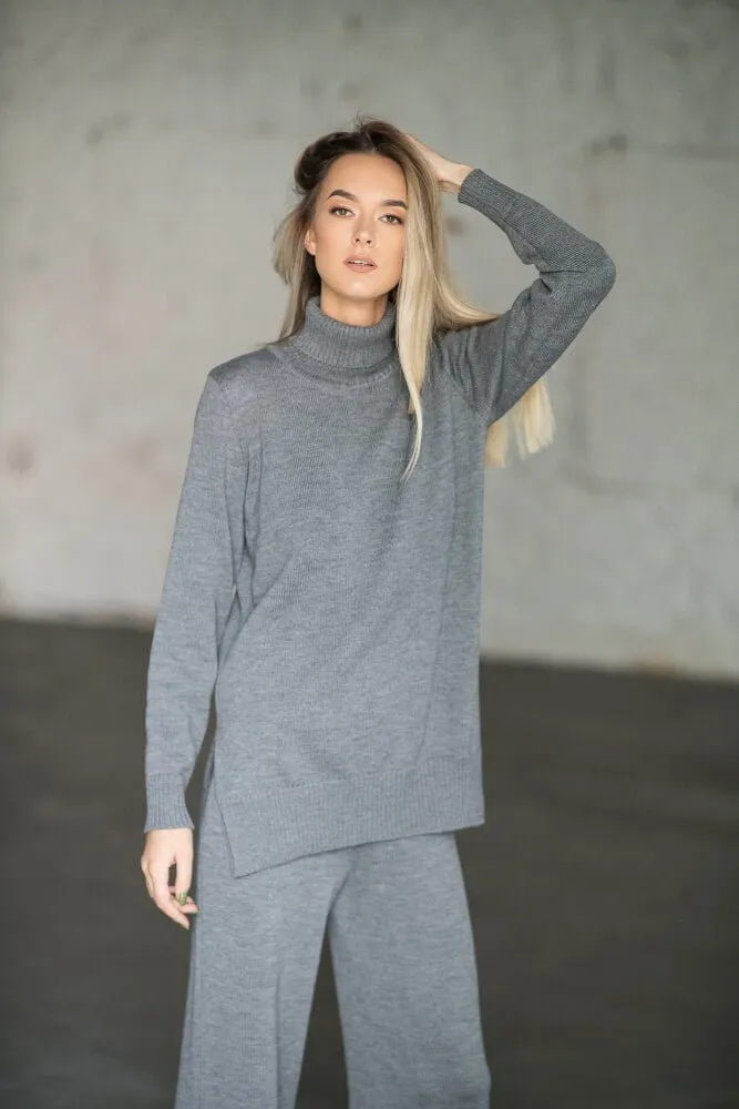 Merino Wool Turtleneck Sweater Grey sold by Ivalo.com
