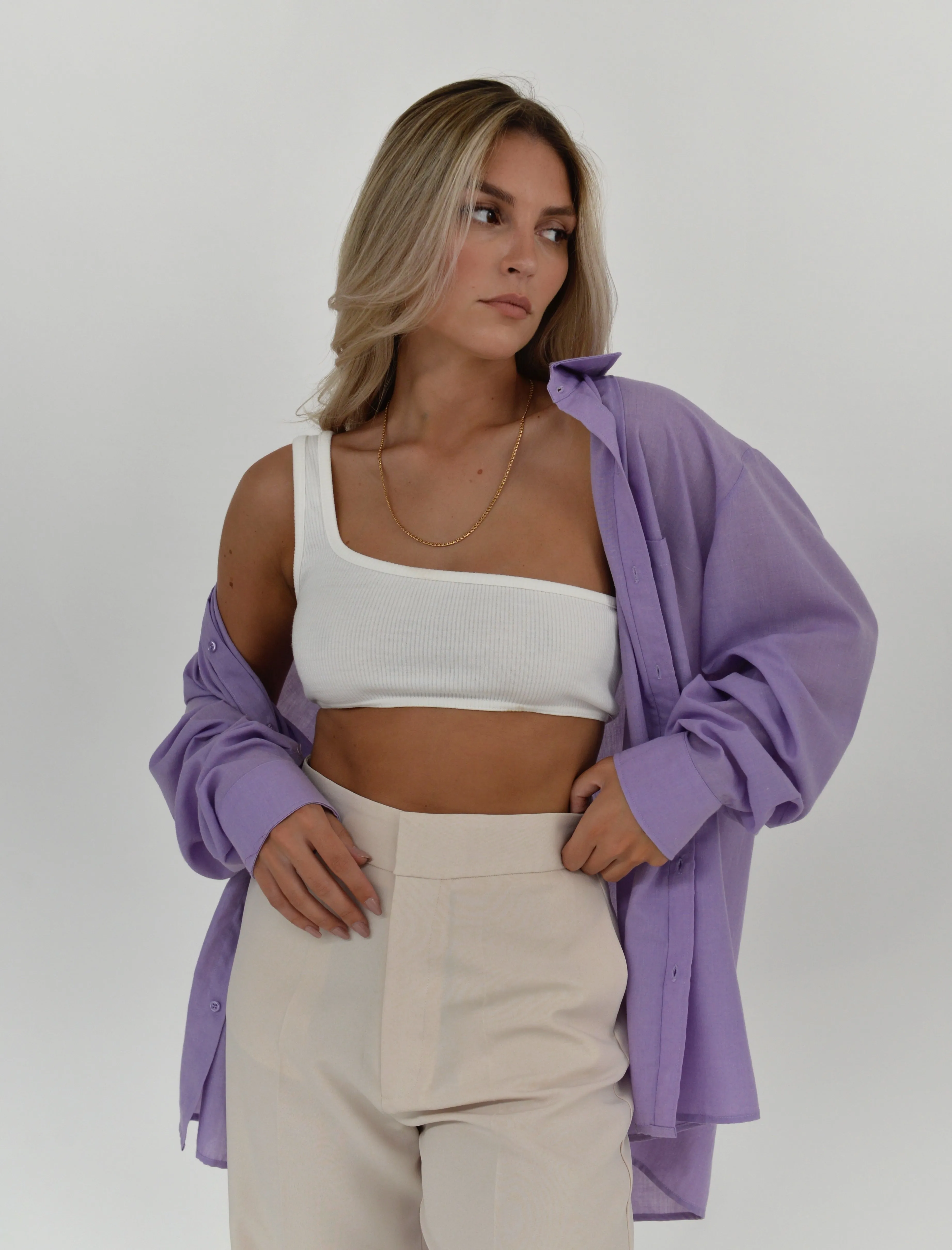 One Shoulder Ribbed Top White sold by Ivalo.com