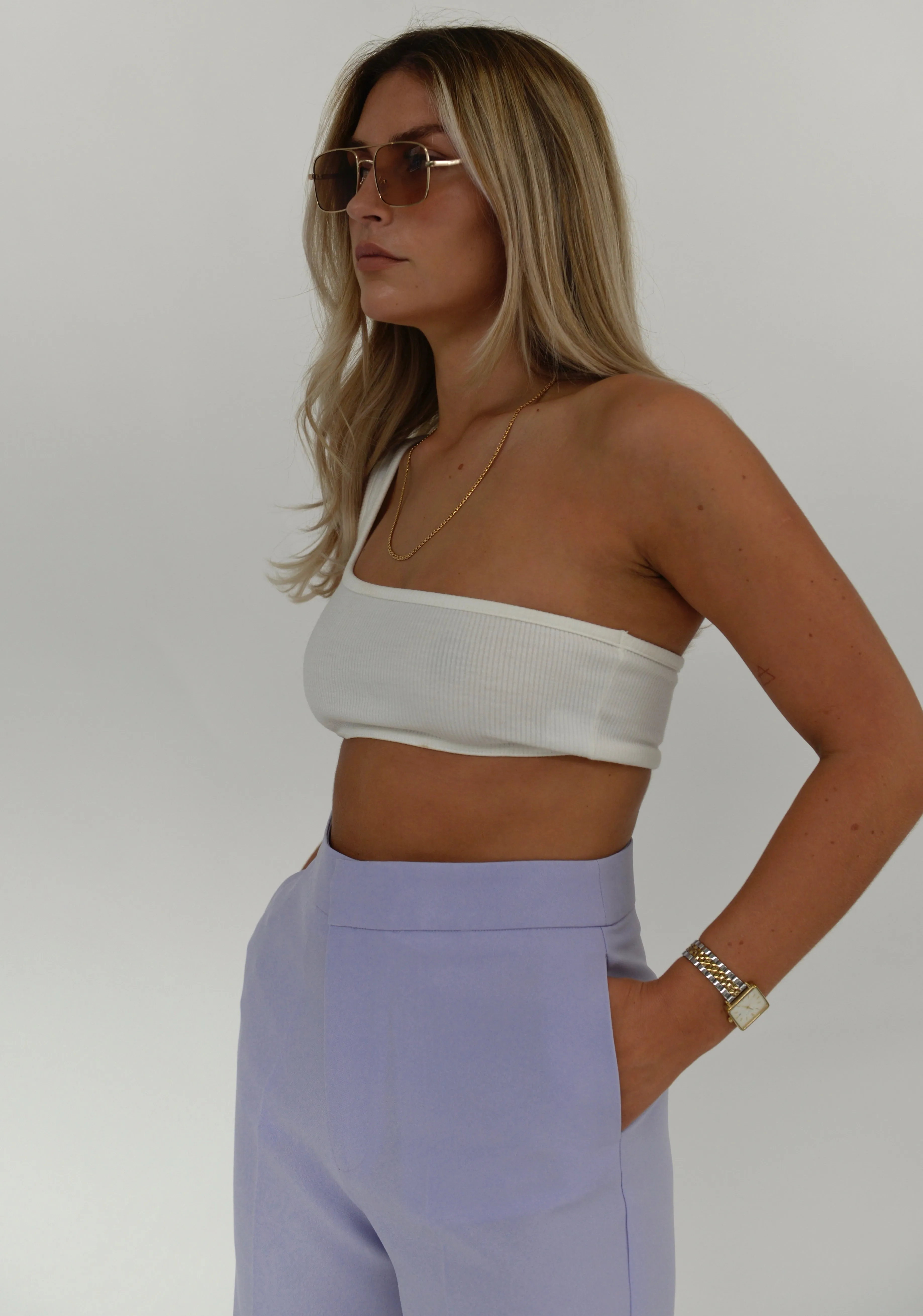 One Shoulder Ribbed Top White sold by Ivalo.com product image thumbnail 2