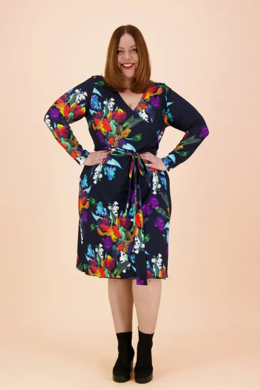 Soft Wrap Dress Black Bouquet made by Ivalo.com