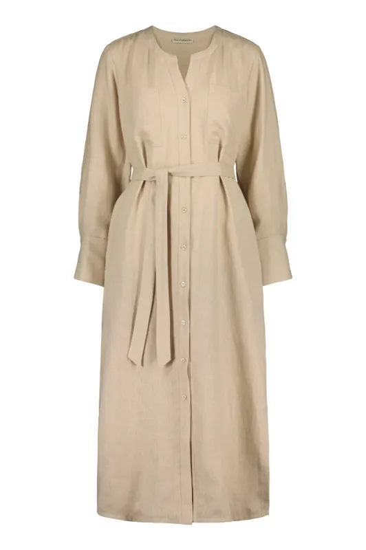 Nauvo Linen Shirt Dress Beige sold by Ivalo.com