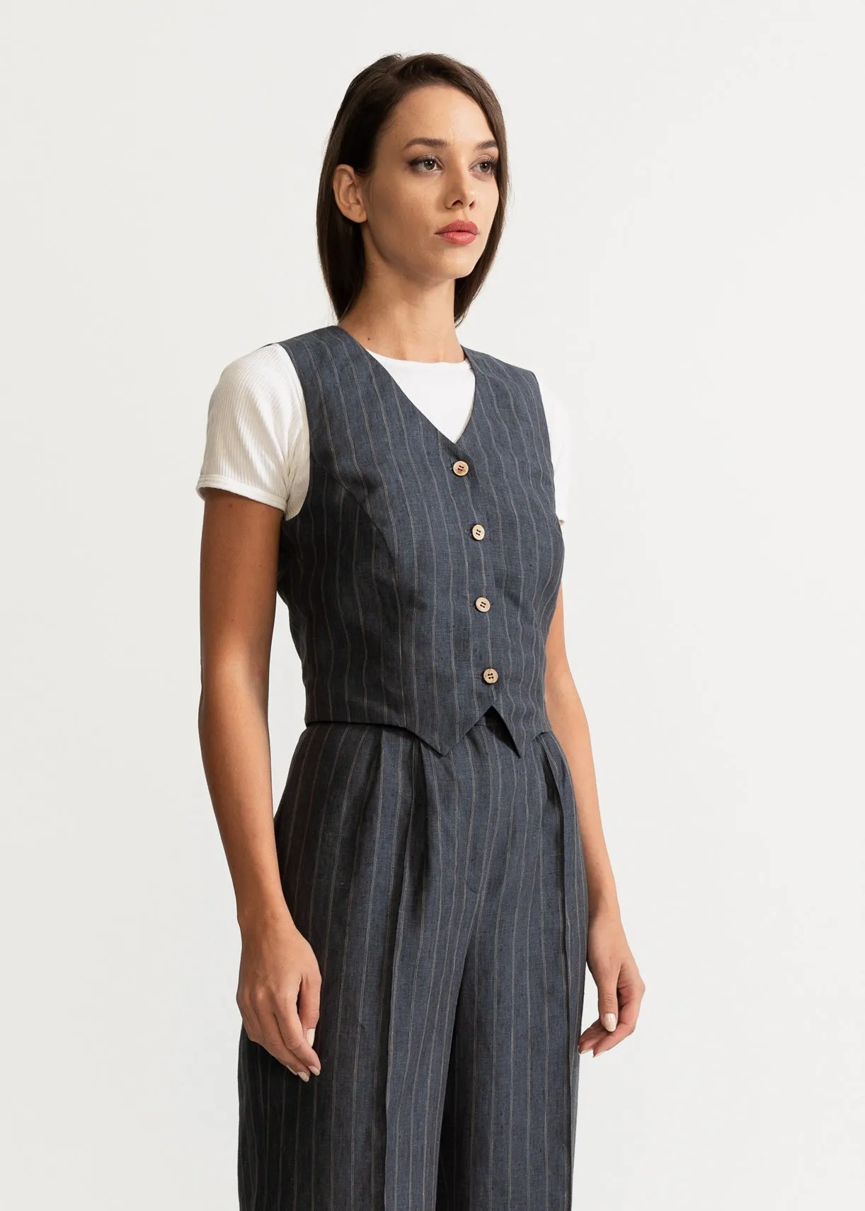 Women's Figa Linen Set Grey Stripes sold by Ivalo.com product image thumbnail 2