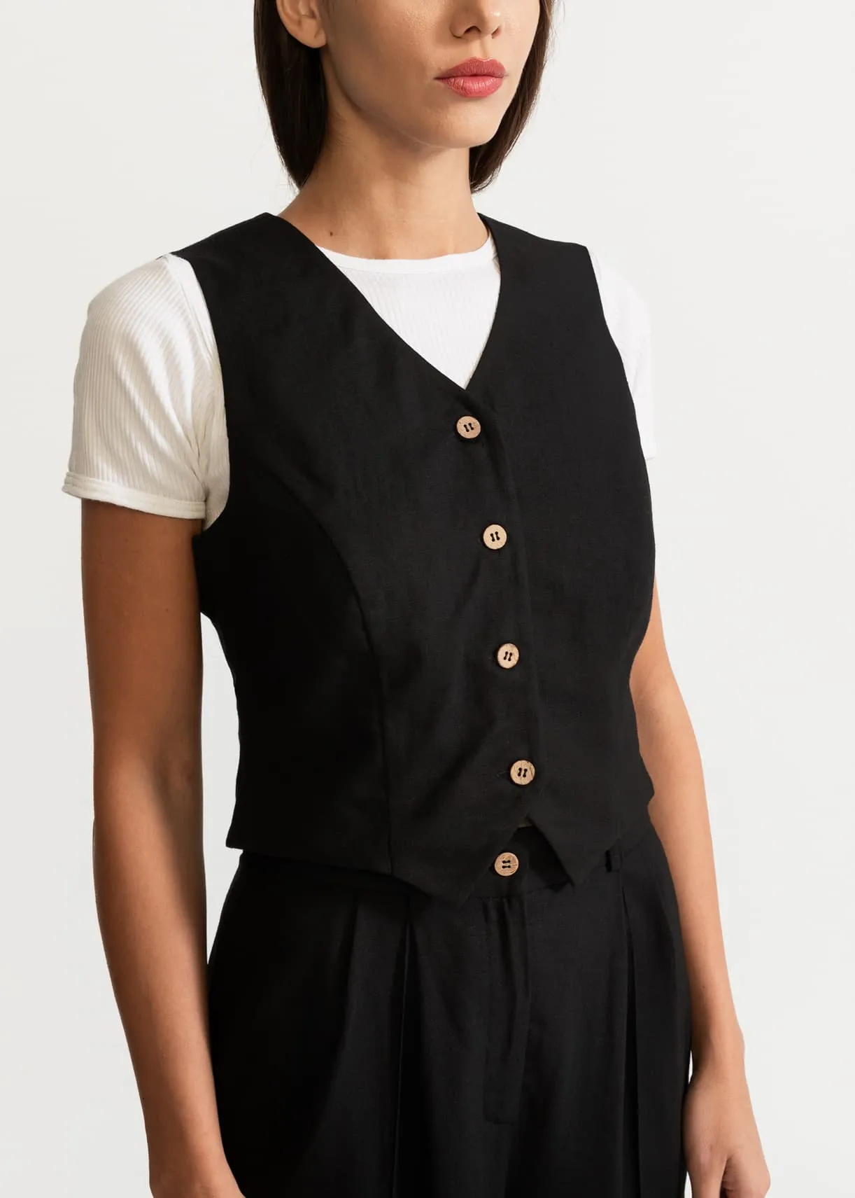Women's Figa Linen Waistcoat Black sold by Ivalo.com product image thumbnail 4