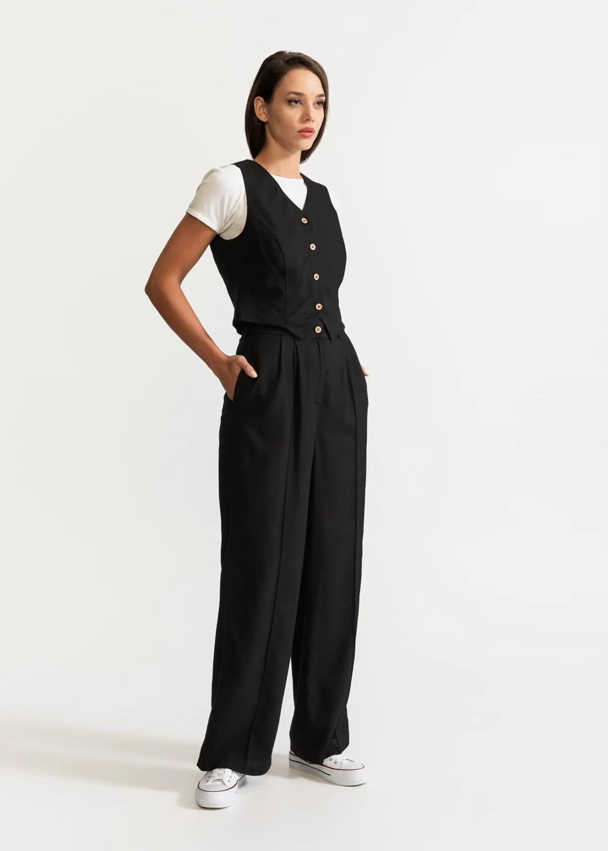 Women's Figa Linen Waistcoat Black sold by Ivalo.com product image thumbnail 2