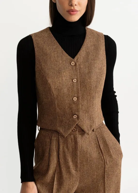 Women's Figa Wool Waistcoat  Whiskey Brown sold by Ivalo.com