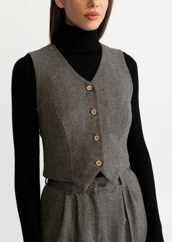 Women's Figa Wool Waistcoat  Chambray Grey sold by Ivalo.com