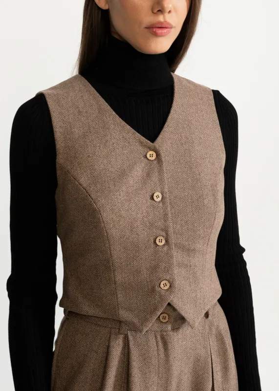 Women's Figa Wool Waistcoat Brown sold by Ivalo.com