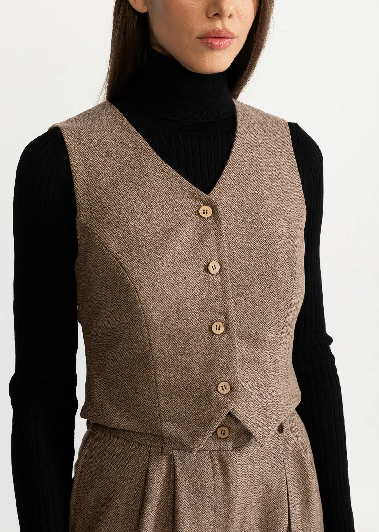 Women's Figa Wool Waistcoat Brown sold by Ivalo.com